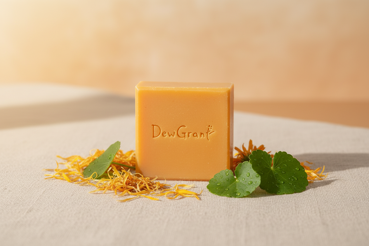 DewGrant calendula warm soap scene